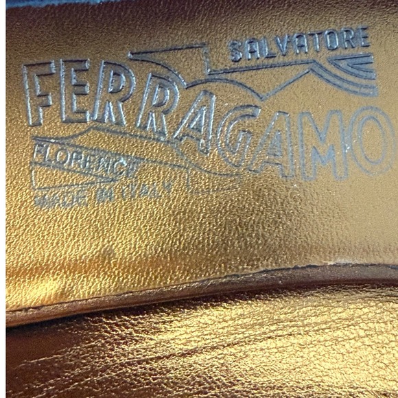 Salvatore Ferragamo Regale Bronze Ballerina Flats Womens Size 10 Leather Bow - Picture 6 of 8